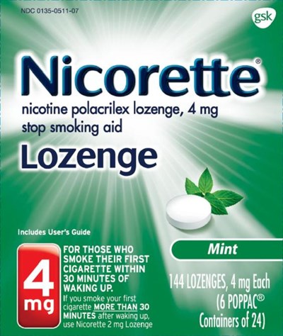 Nicorette Lozenge Mint 4mg 144 count carton - 104960XB Nicorette Lozenge Mint 4mg 144 count carton